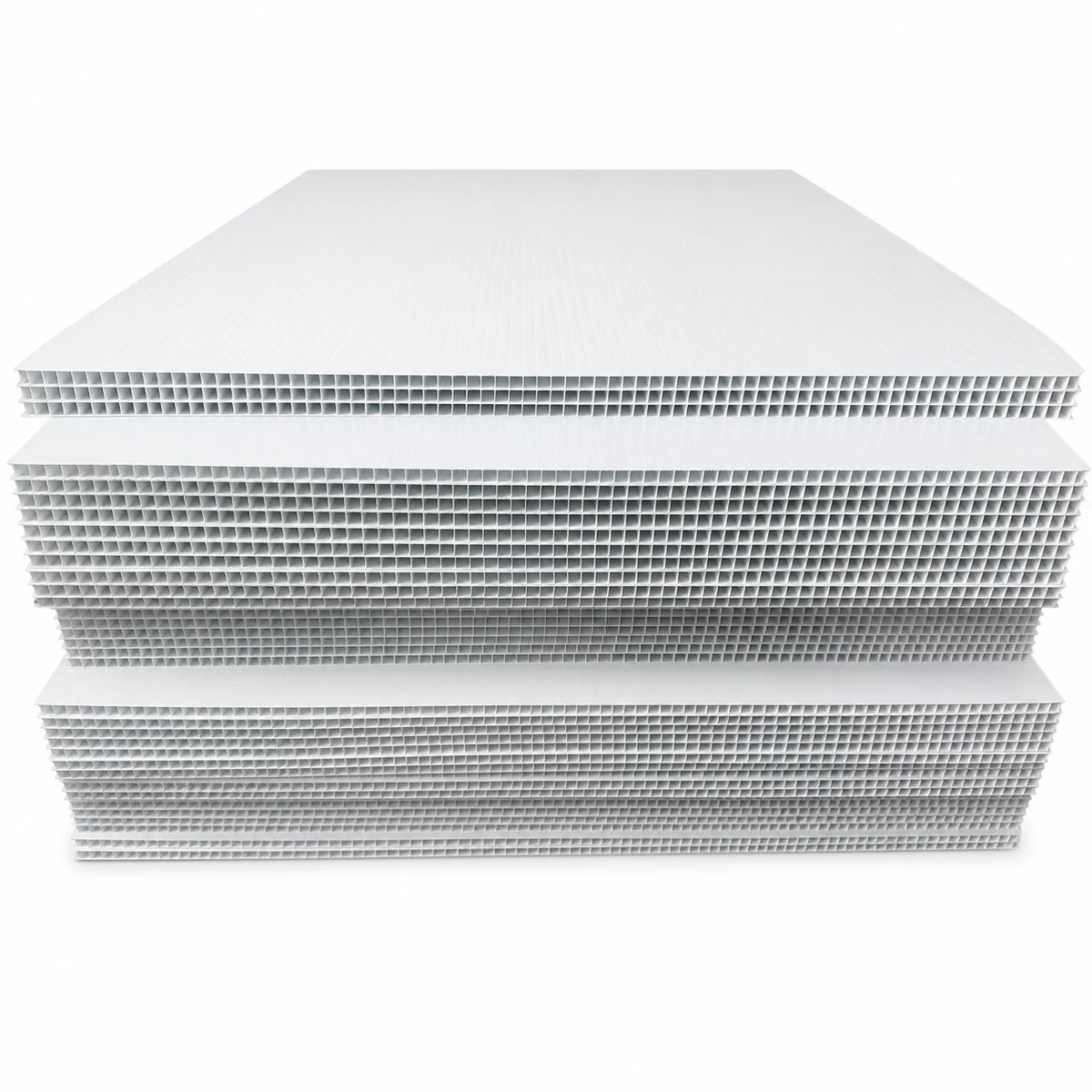 Thumbnail of thick white corrugated plastic sheet stack