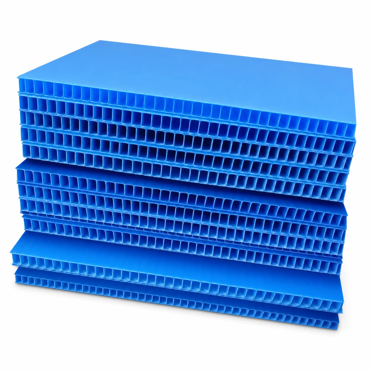 Thumbnail of blue fluted corrugated plastic sheet material