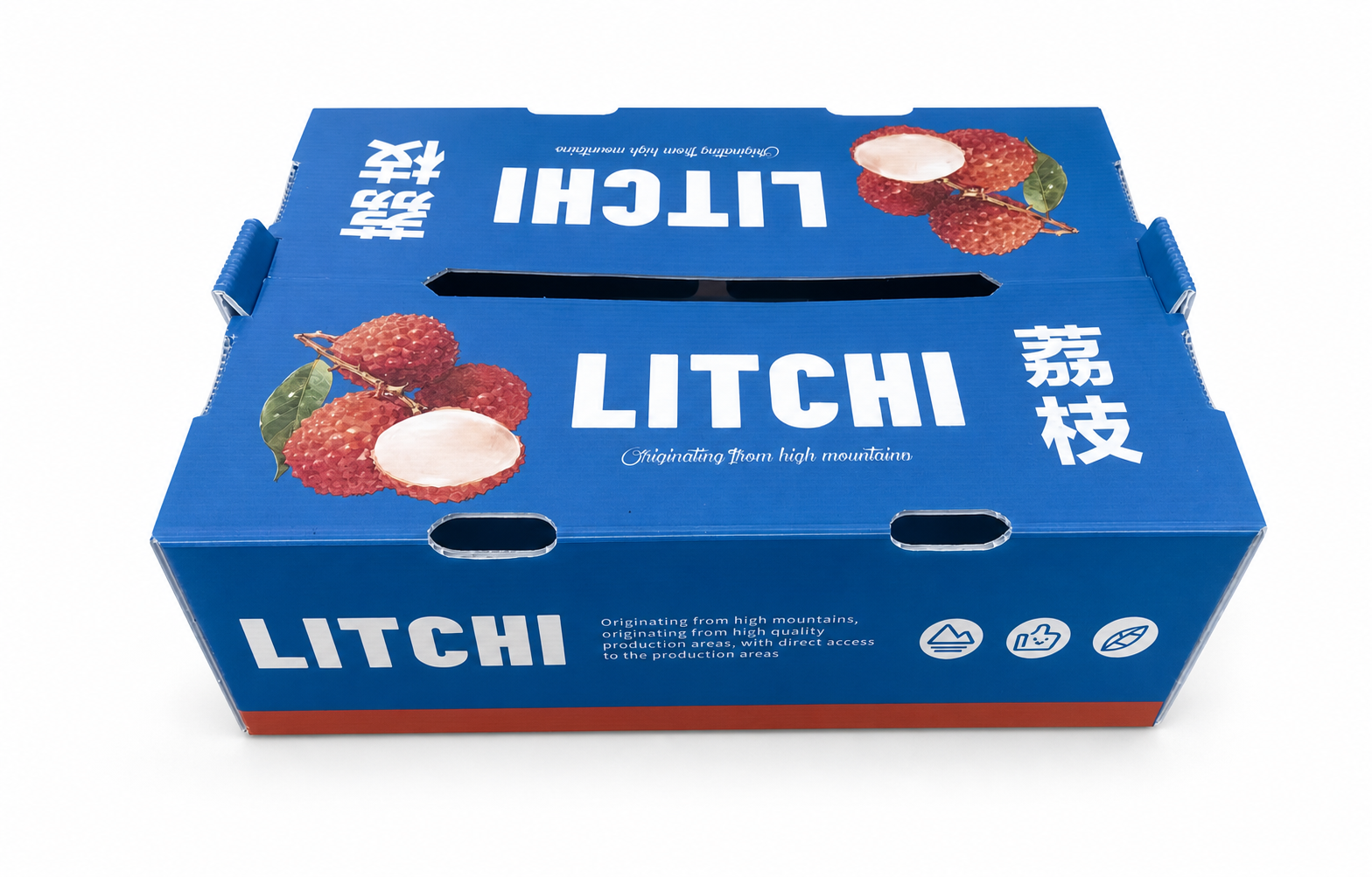 Blue custom produce packaging box for fruit packing