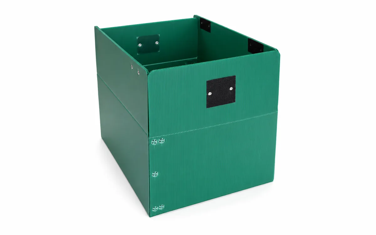 Custom reusable green corrugated plastic box