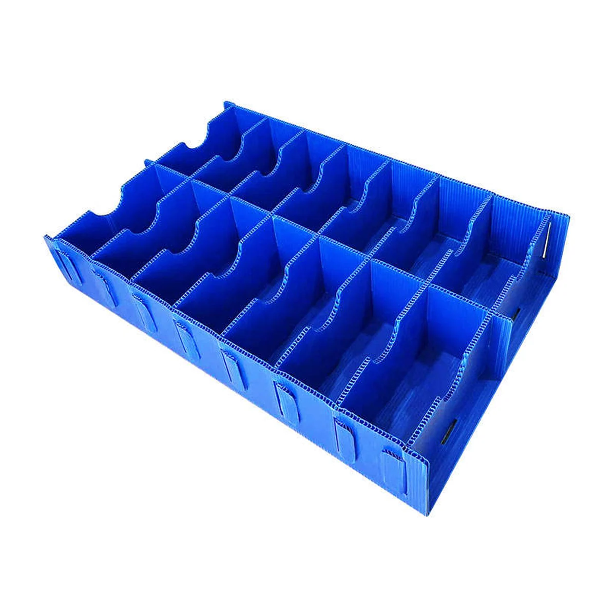 Blue corrugated polypropylene divider insert for automotive parts packaging
